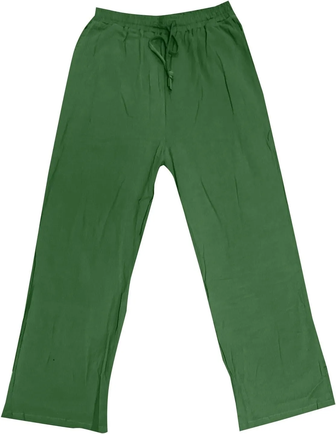 Men's Casual Linen Pants Elastic Waist Drawstring Beach Summer Pant Lightweight Straight Legs Loose Fit Trousers