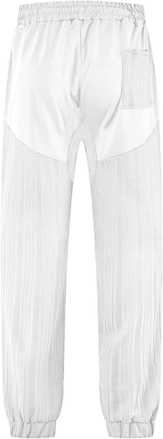 Men's Casual Track Pants Elastic Drawstring Splicing Sweatpant Summer Baggy Simple Sweatpant for Running Golf Travel