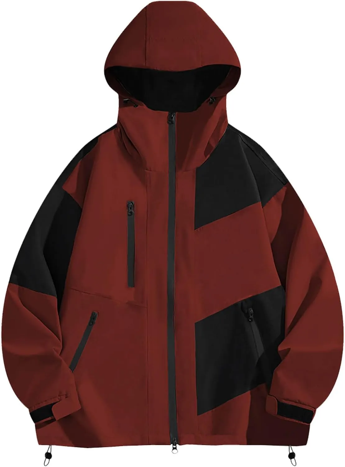 Men's Casual Waterproof Hooded Jacket Winter 2024 Outdoor Travel Raincoat Zip Up Trendy Breathable Rain Shell Jacket