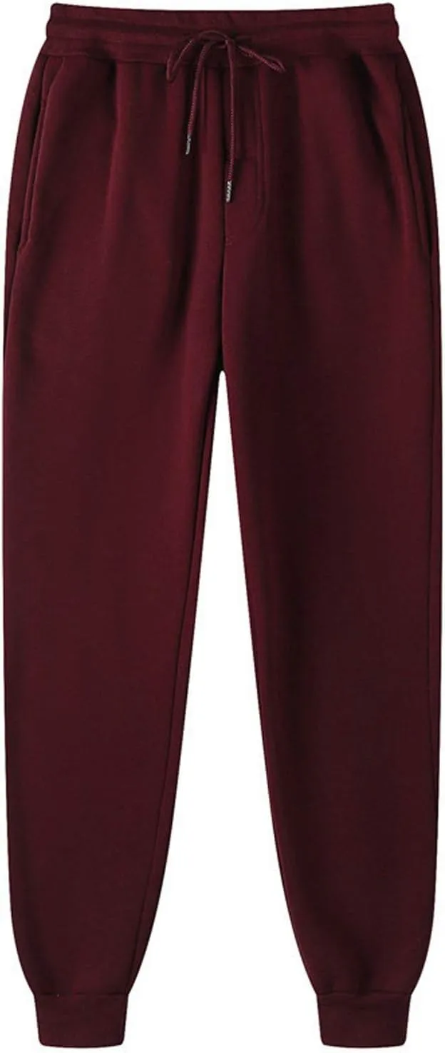 Mens Drawstring Jogging Sweatpants Fleece Active Athletic Lounge Pants with Cinched Cuffs Winter Workout Jogger Pants