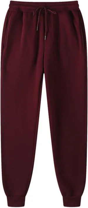Mens Drawstring Jogging Sweatpants Fleece Active Athletic Lounge Pants with Cinched Cuffs Winter Workout Jogger Pants