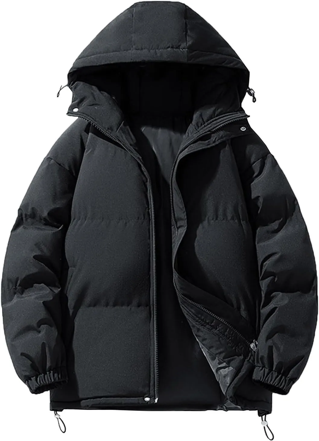 Men's Fashion Loose Tops Winter Long Sleeve Zipper Hooded Jackets 2024 Leisure Garmenst Fall Warm Solid Color Jacket
