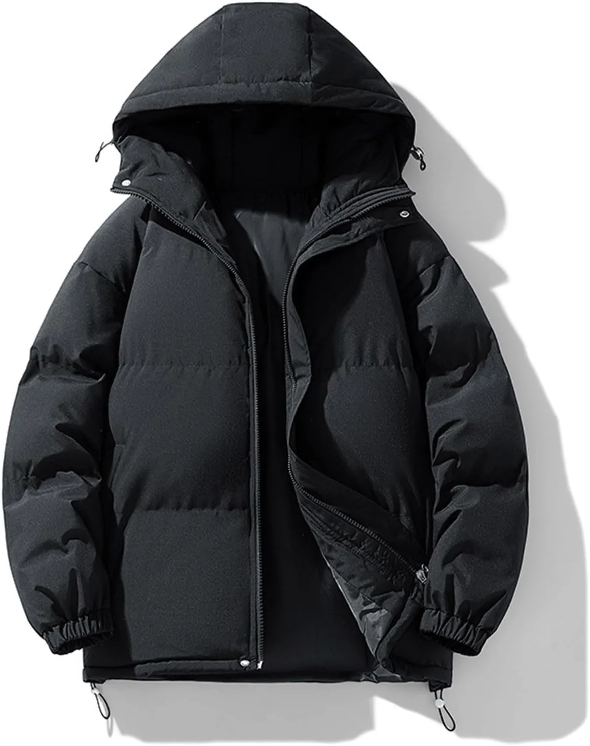 Men's Fashion Loose Tops Winter Long Sleeve Zipper Hooded Jackets 2024 Leisure Garmenst Fall Warm Solid Color Jacket
