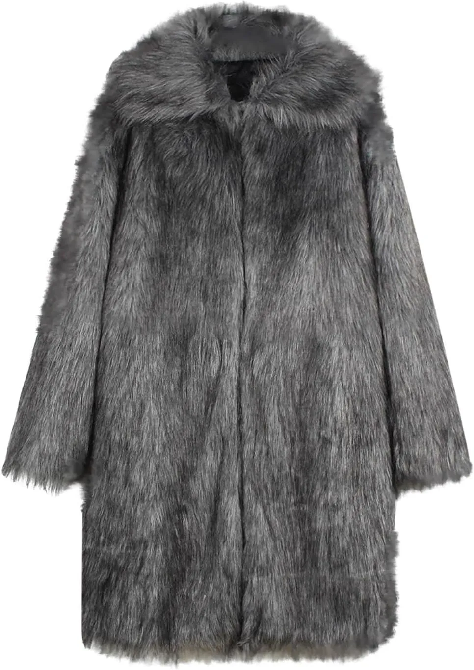 Men's Faux Fur Coat Winter Fashion Furry Fleece Trench Coat Men Winter Warm Faux Fur Overcoat Thicken Soft Jacket