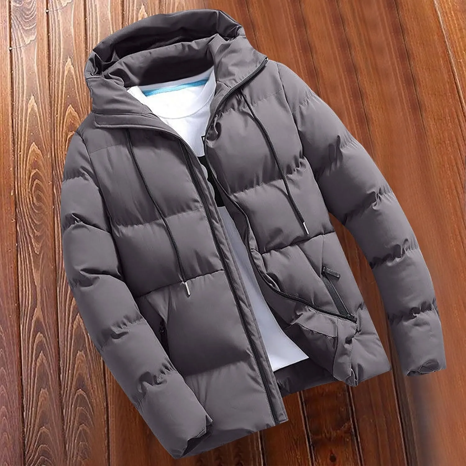 Men's Hooded Warm Jacket Coats Classic Regular Long Sleeve Coats Winter Solid Tops 2024 Leisure Clothing With Pockets