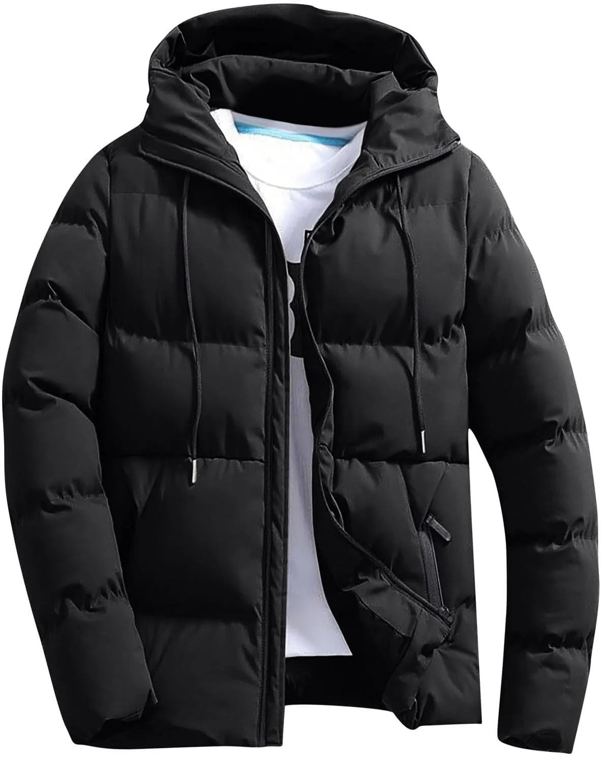Men's Hooded Warm Jacket Coats Classic Regular Long Sleeve Coats Winter Solid Tops 2024 Leisure Clothing With Pockets
