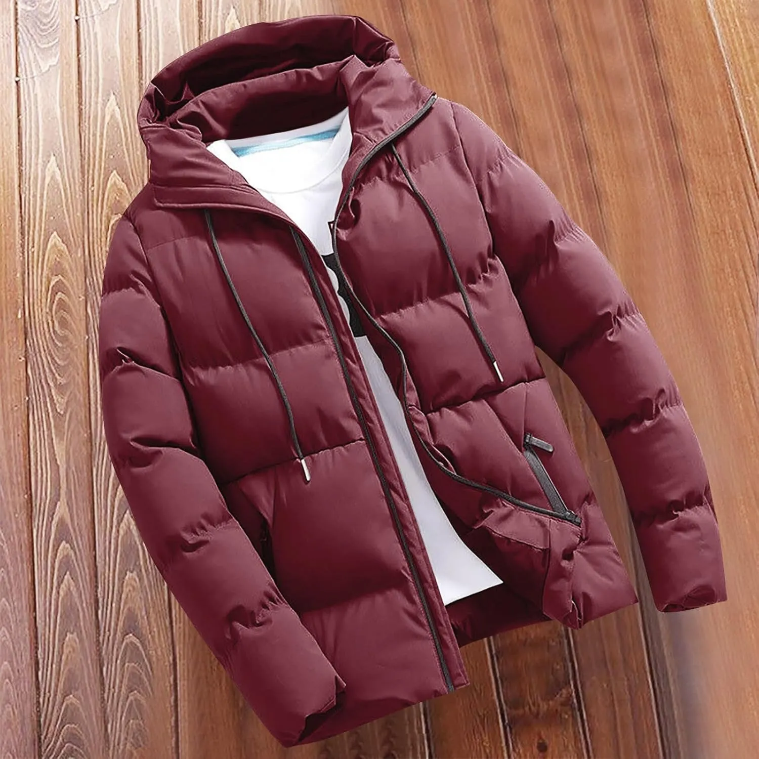 Men's Hooded Warm Jacket Coats Classic Regular Long Sleeve Coats Winter Solid Tops 2024 Leisure Clothing With Pockets