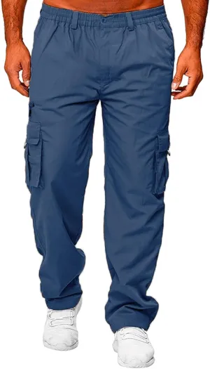 Mens Joggers Sweatpants Solid Color Pocket Trousers Loose Sports Trousers Track Training Outdoor Tactical Sweatpants