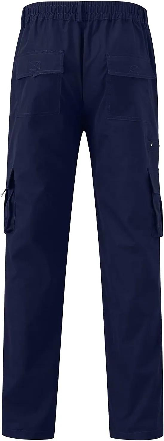 Mens Joggers Sweatpants Solid Color Pocket Trousers Loose Sports Trousers Track Training Outdoor Tactical Sweatpants