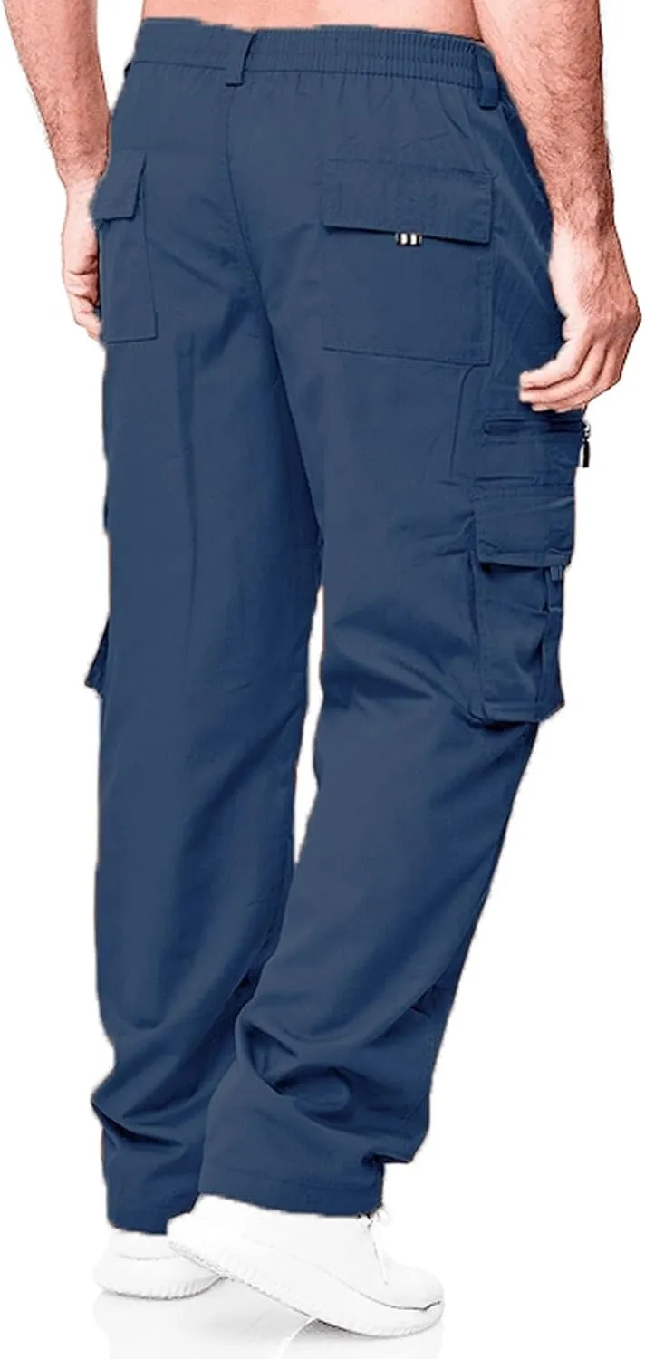 Mens Joggers Sweatpants Solid Color Pocket Trousers Loose Sports Trousers Track Training Outdoor Tactical Sweatpants