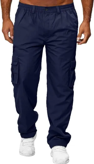 Mens Joggers Sweatpants Solid Color Pocket Trousers Loose Sports Trousers Track Training Outdoor Tactical Sweatpants