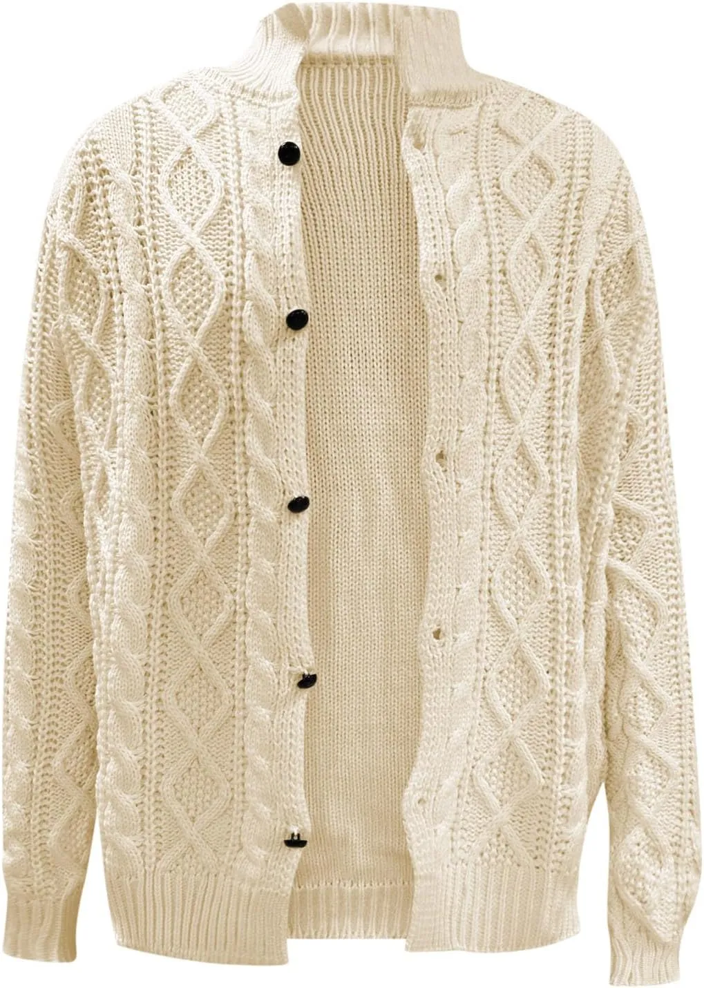 Men's Knitwear Ugly Sweater Coat Fashion Chunky Knit Button Down Stand Collar Long Sleeves Cardigan Jacket Tops