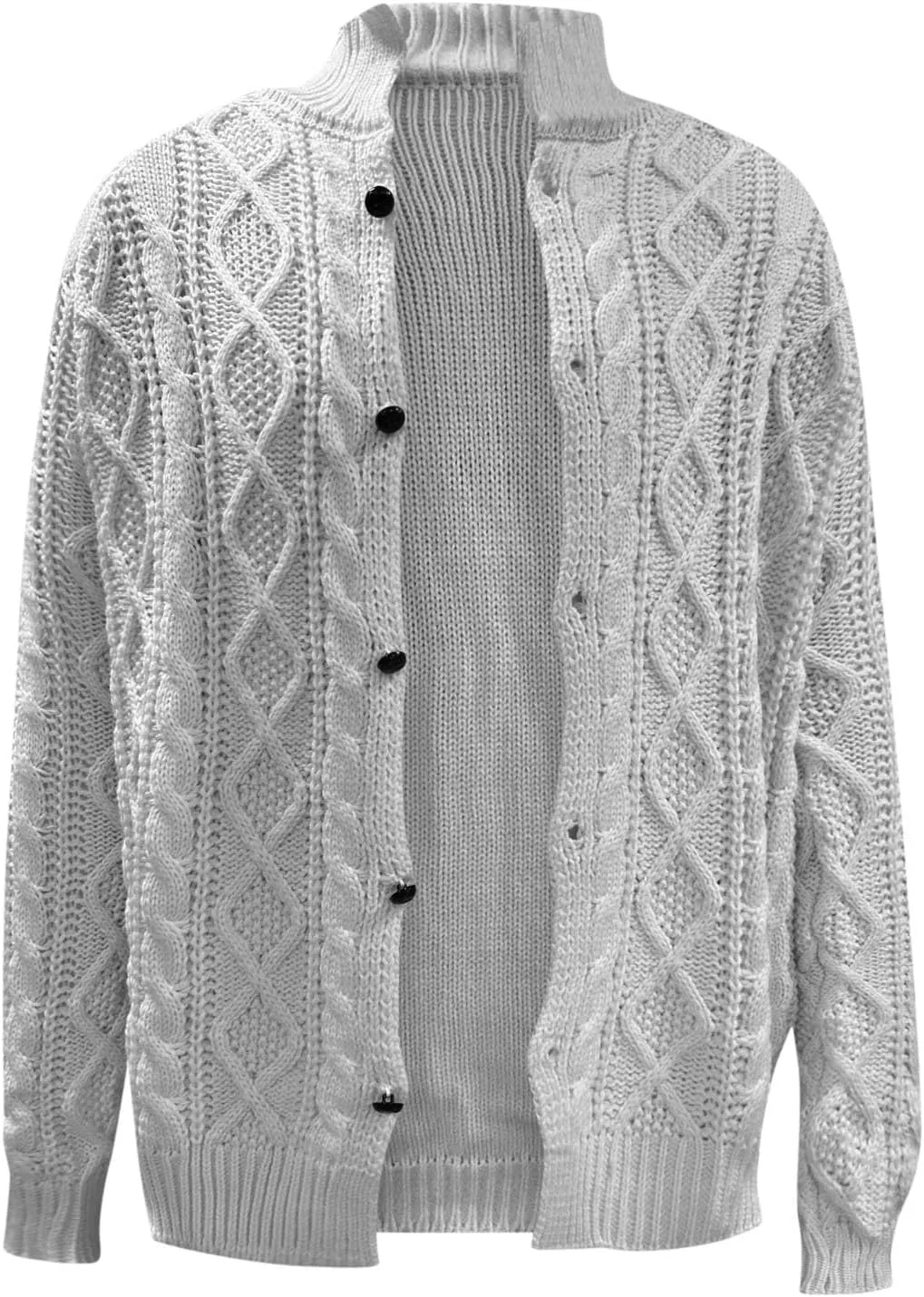 Men's Knitwear Ugly Sweater Coat Fashion Chunky Knit Button Down Stand Collar Long Sleeves Cardigan Jacket Tops