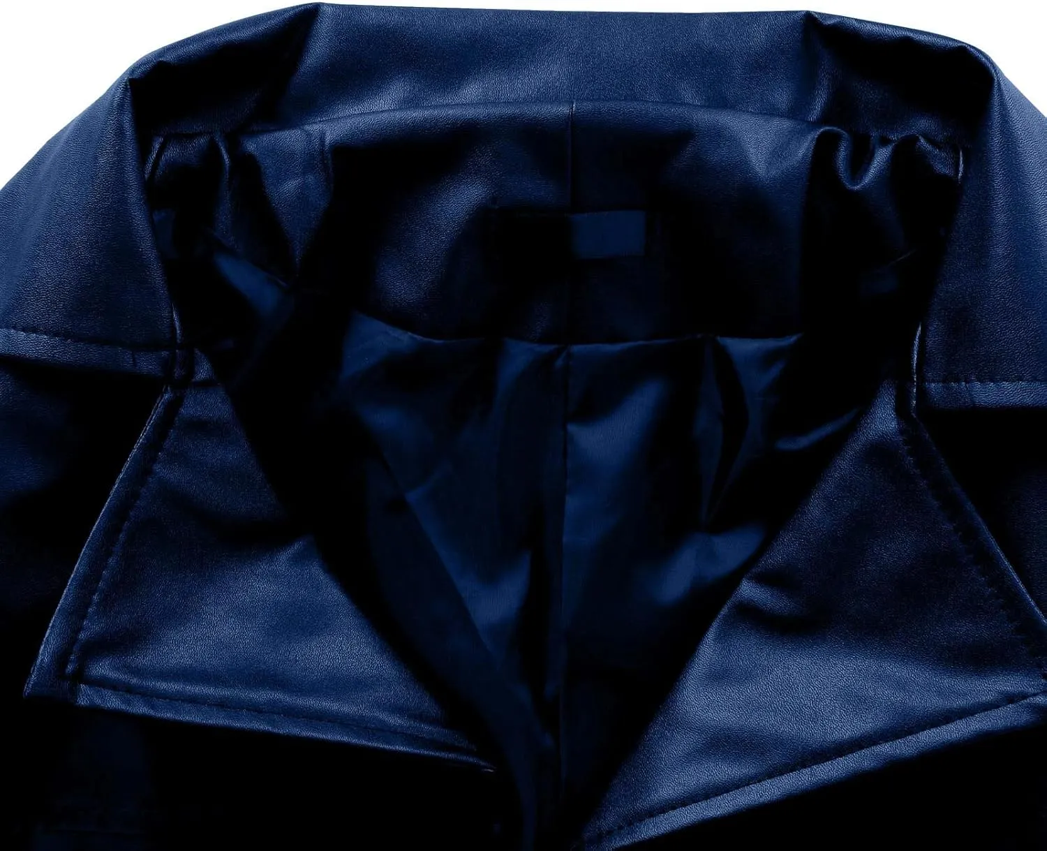 Men's Leather Trench Coat Full Length Single Breasted Windbreaker Jacket Long Overcoat