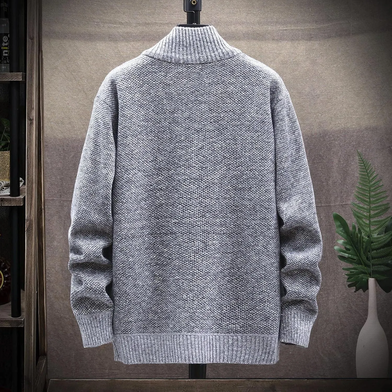 Mens Lightweight Sweaters Zip Up Stand Collar Cardigan Sweater Knitwear with Pockets Sweater Cardigan, XL-4XL