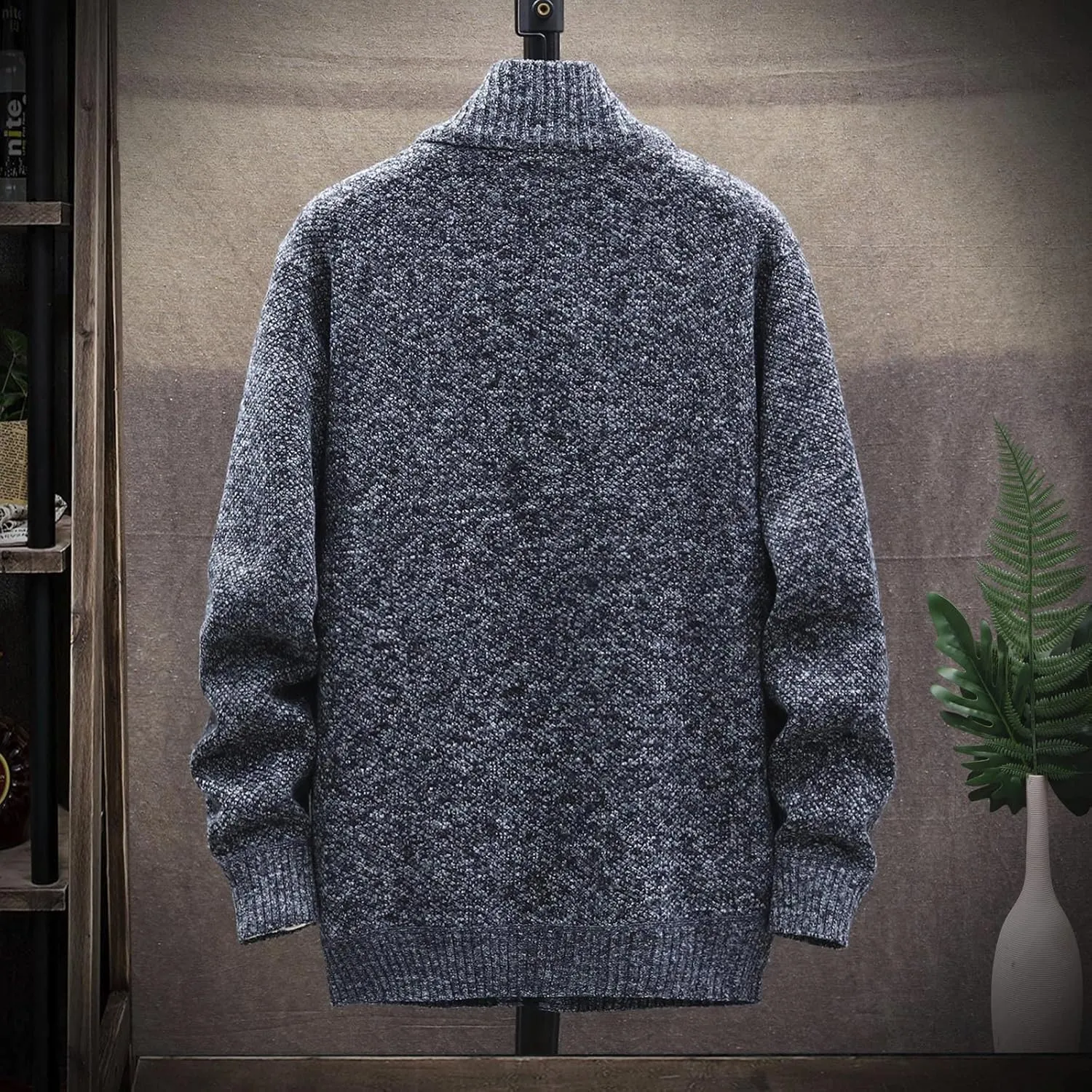 Mens Lightweight Sweaters Zip Up Stand Collar Cardigan Sweater Knitwear with Pockets Sweater Cardigan, XL-4XL