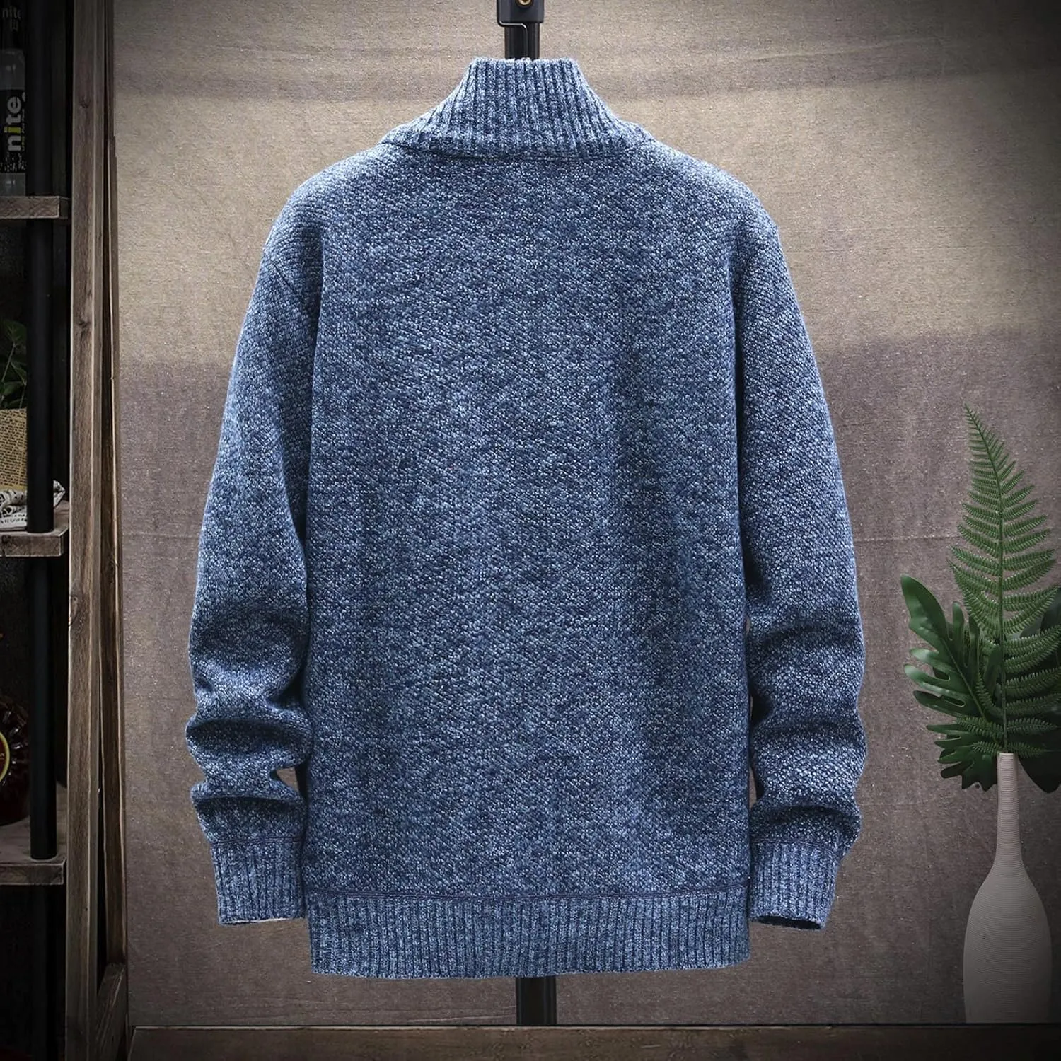 Mens Lightweight Sweaters Zip Up Stand Collar Cardigan Sweater Knitwear with Pockets Sweater Cardigan, XL-4XL
