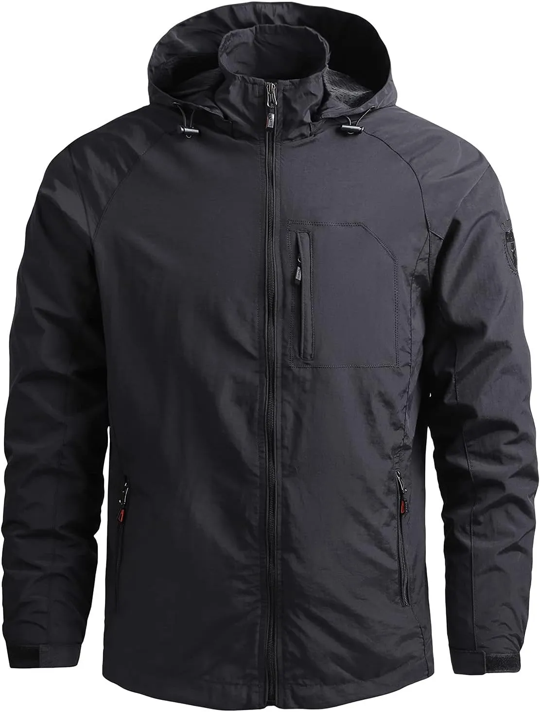 Mens Lightweight Waterproof Hooded Rain Jacket Outdoor Raincoat Shell Jacket Hiking Travel Mountain Sport Jacket Raincoat