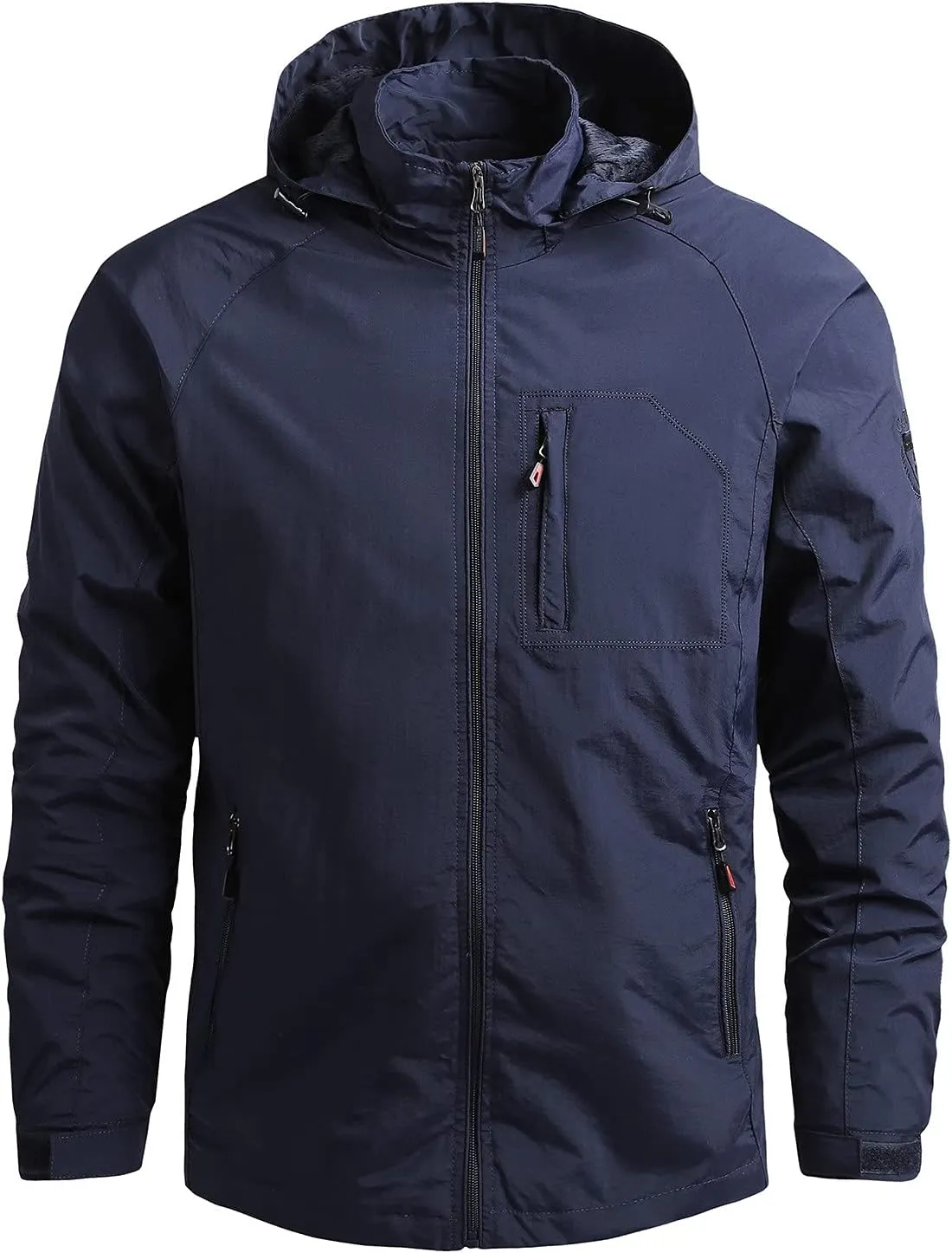 Mens Lightweight Waterproof Hooded Rain Jacket Outdoor Raincoat Shell Jacket Hiking Travel Mountain Sport Jacket Raincoat