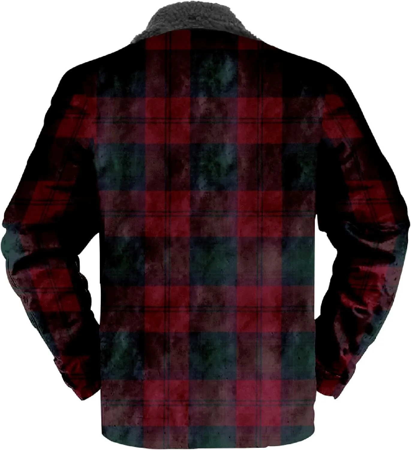 Mens Long Sleeve Sherpa Lined Plaid Flannel Shirt Jacket Hoodies Fleece Coat Fall Winter Windproof Warm Jackets