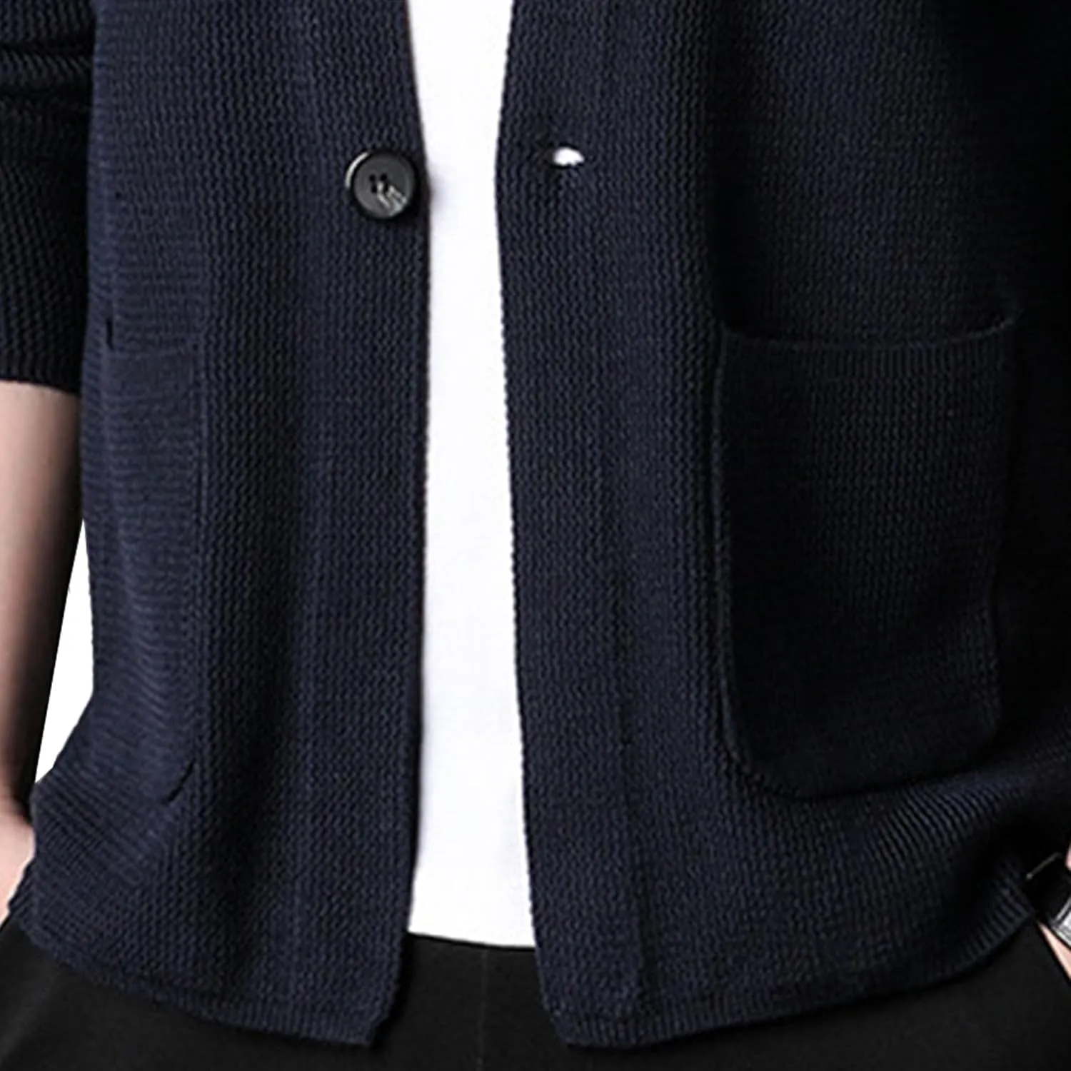 Mens Notch Collar Cardigan Slim Fit Casual Knitted Sweater Big Tall Button Down Cardigans