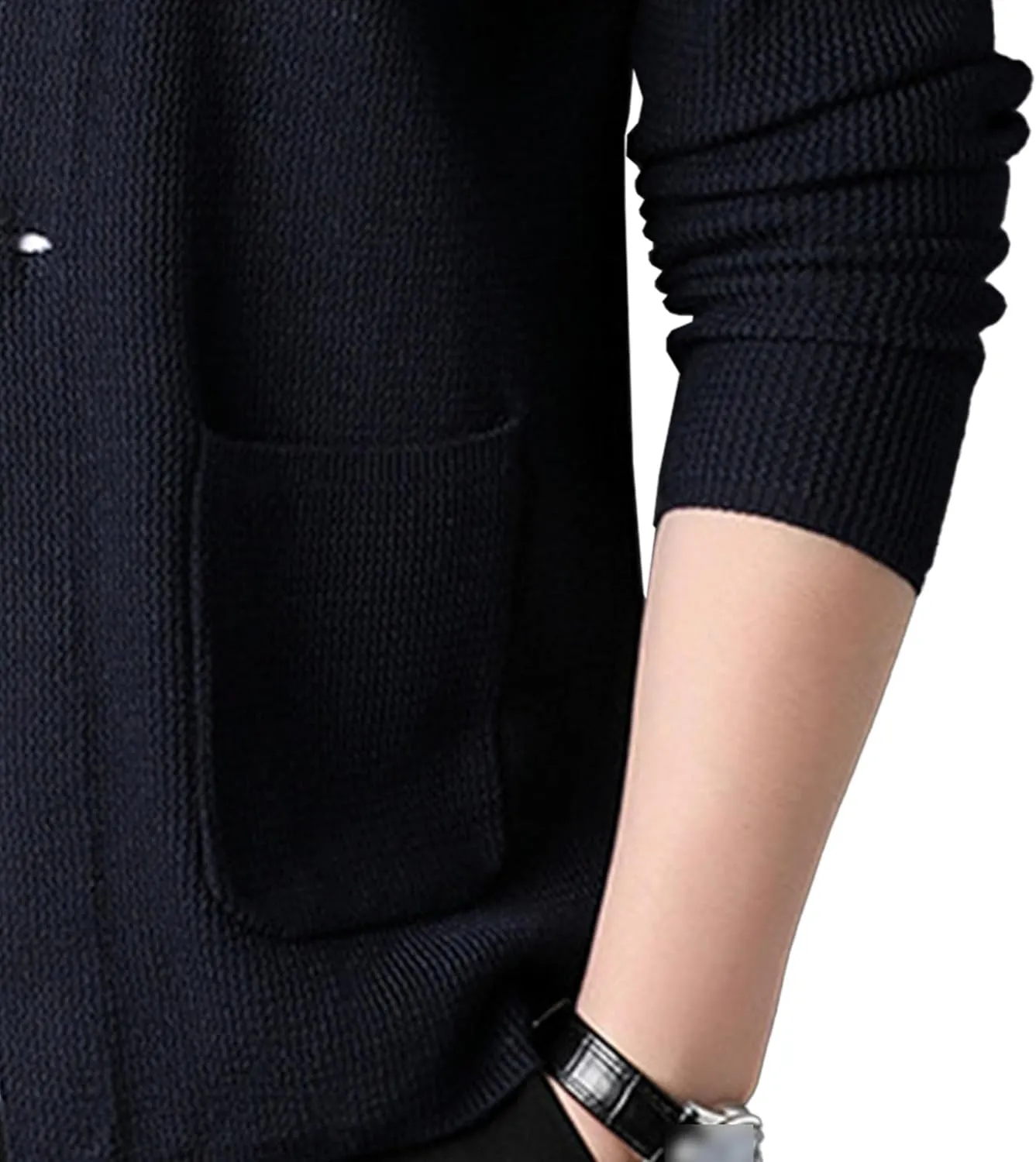 Mens Notch Collar Cardigan Slim Fit Casual Knitted Sweater Big Tall Button Down Cardigans