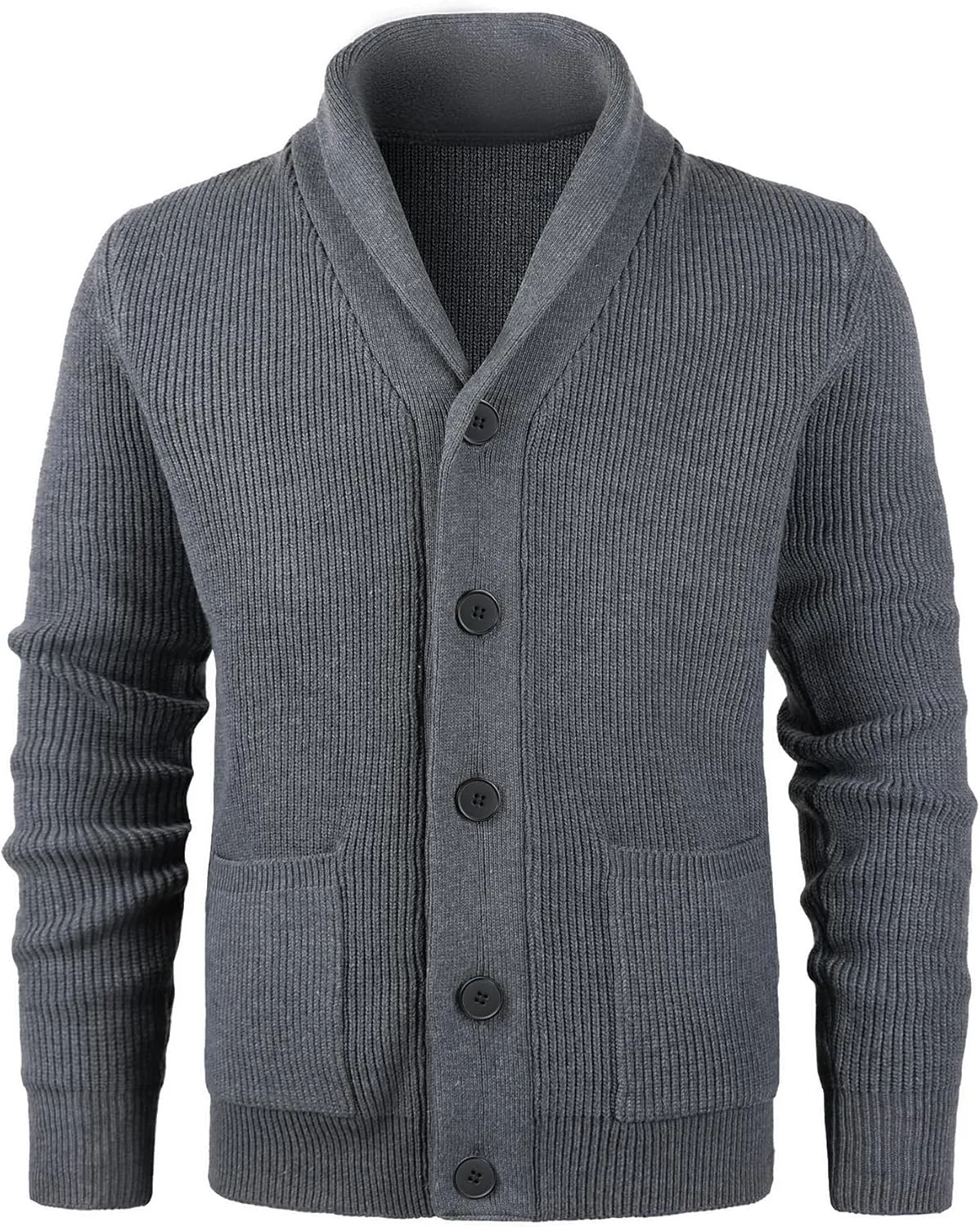 Mens Shawl Collar Cardigan Sweaters Button Down Cardigans with Pockets Cable Knitted Jackets Outwear