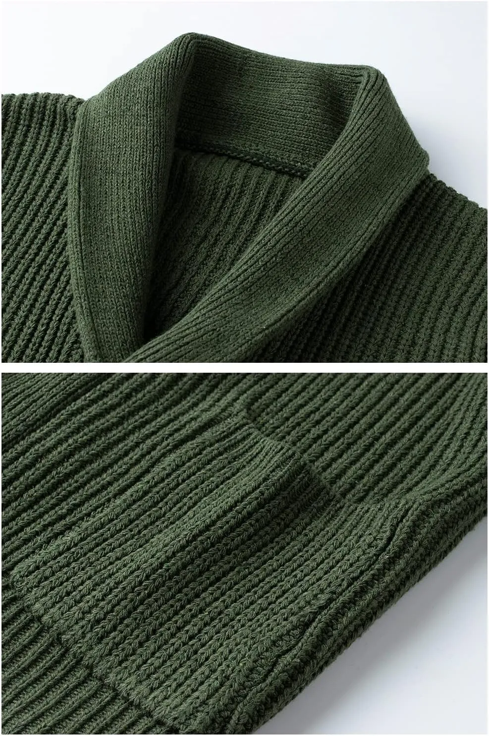 Mens Shawl Collar Cardigan Sweaters Button Down Cardigans with Pockets Cable Knitted Jackets Outwear