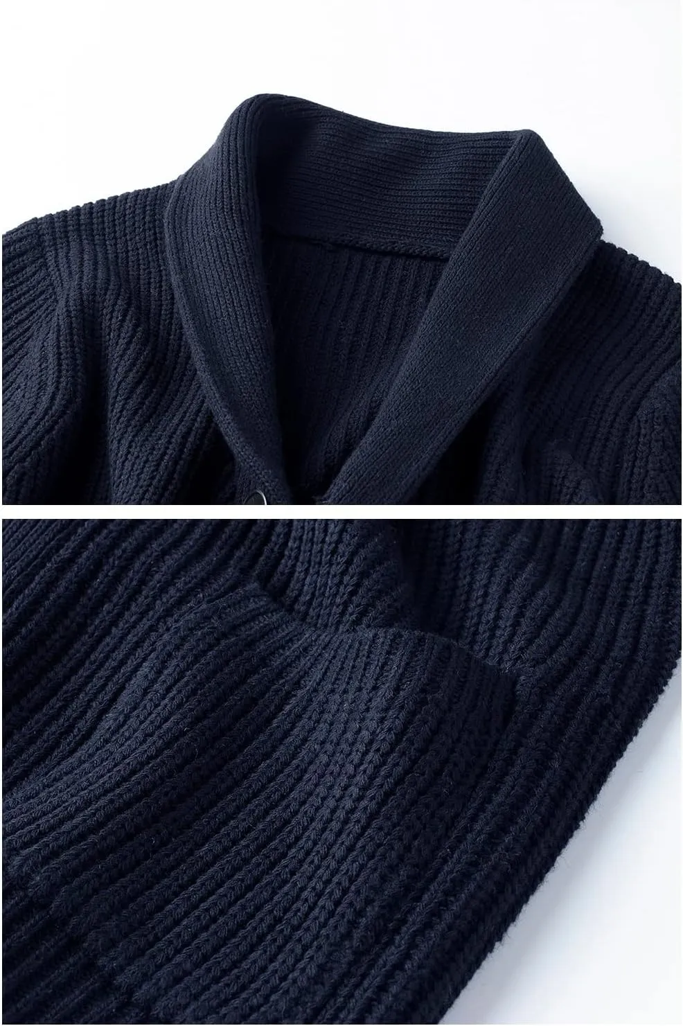Mens Shawl Collar Cardigan Sweaters Button Down Cardigans with Pockets Cable Knitted Jackets Outwear
