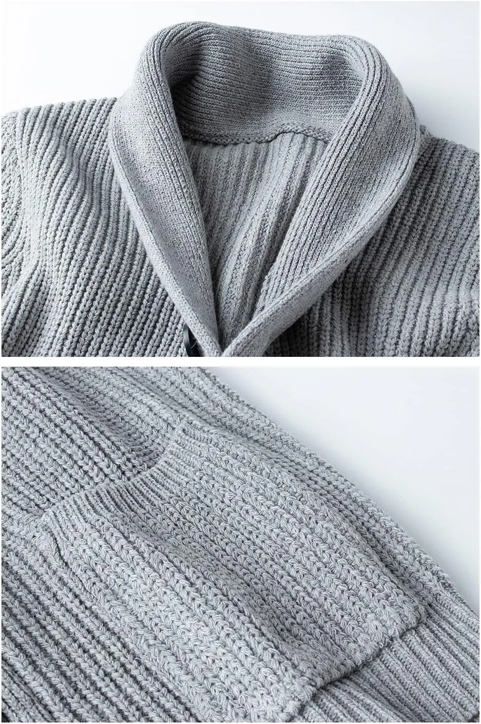 Mens Shawl Collar Cardigan Sweaters Button Down Cardigans with Pockets Cable Knitted Jackets Outwear