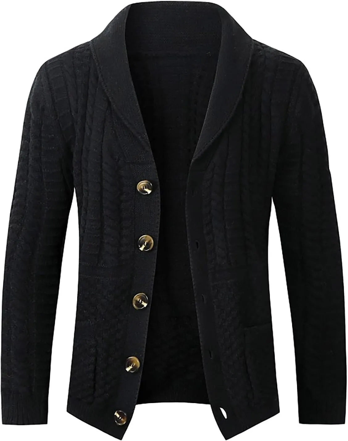 Mens Shawl Collar Cardigan Sweaters Button Down Open Front Knitwear Cable Knitted Ribbed Jackets Outwear Knit Sweater