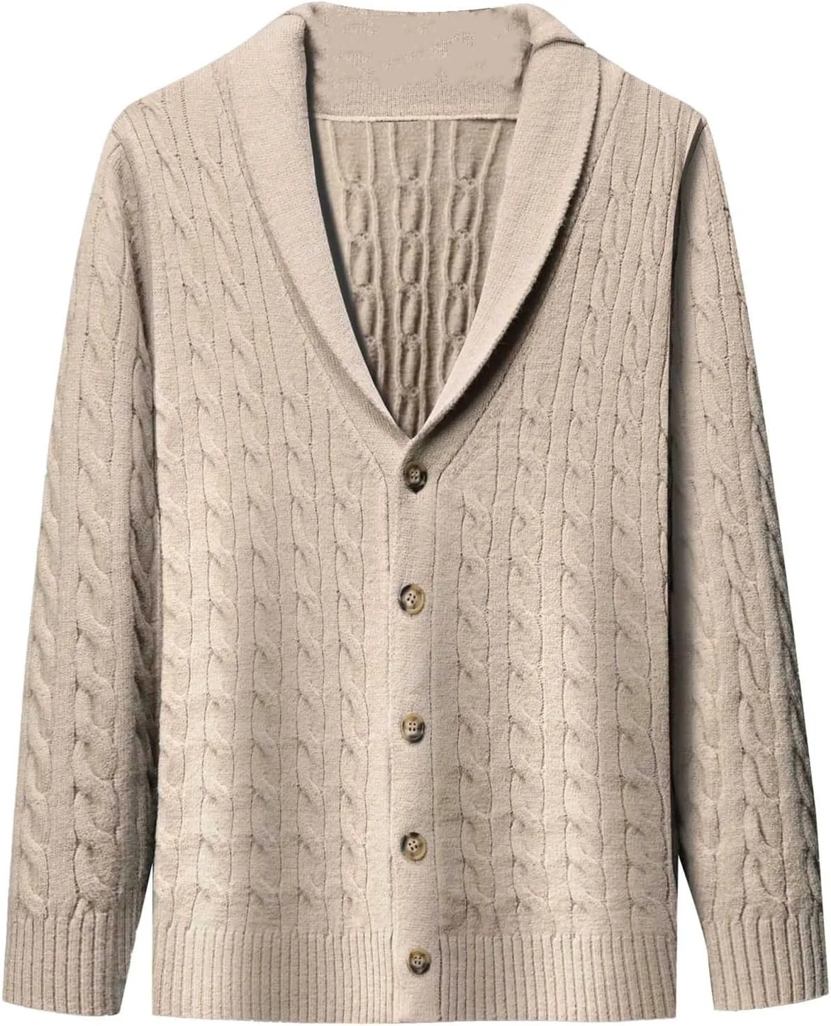Mens Shawl Collar Cardigan Sweaters Cable Knit Textured Sweater Lightweight Button Down Cardigans