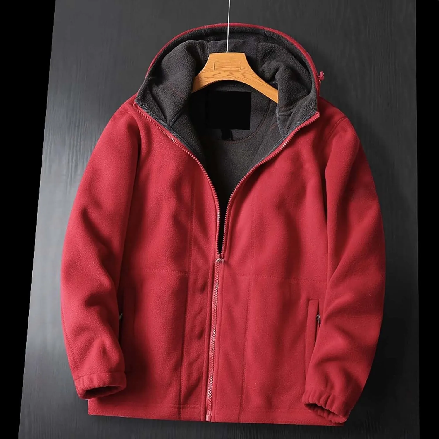 Mens Sherpa Hoodie Jacket Fleece Lined Zip Up Warm Hoodies Sweatshirt Winter Zipper Sweater Hooded Coats Outdoor