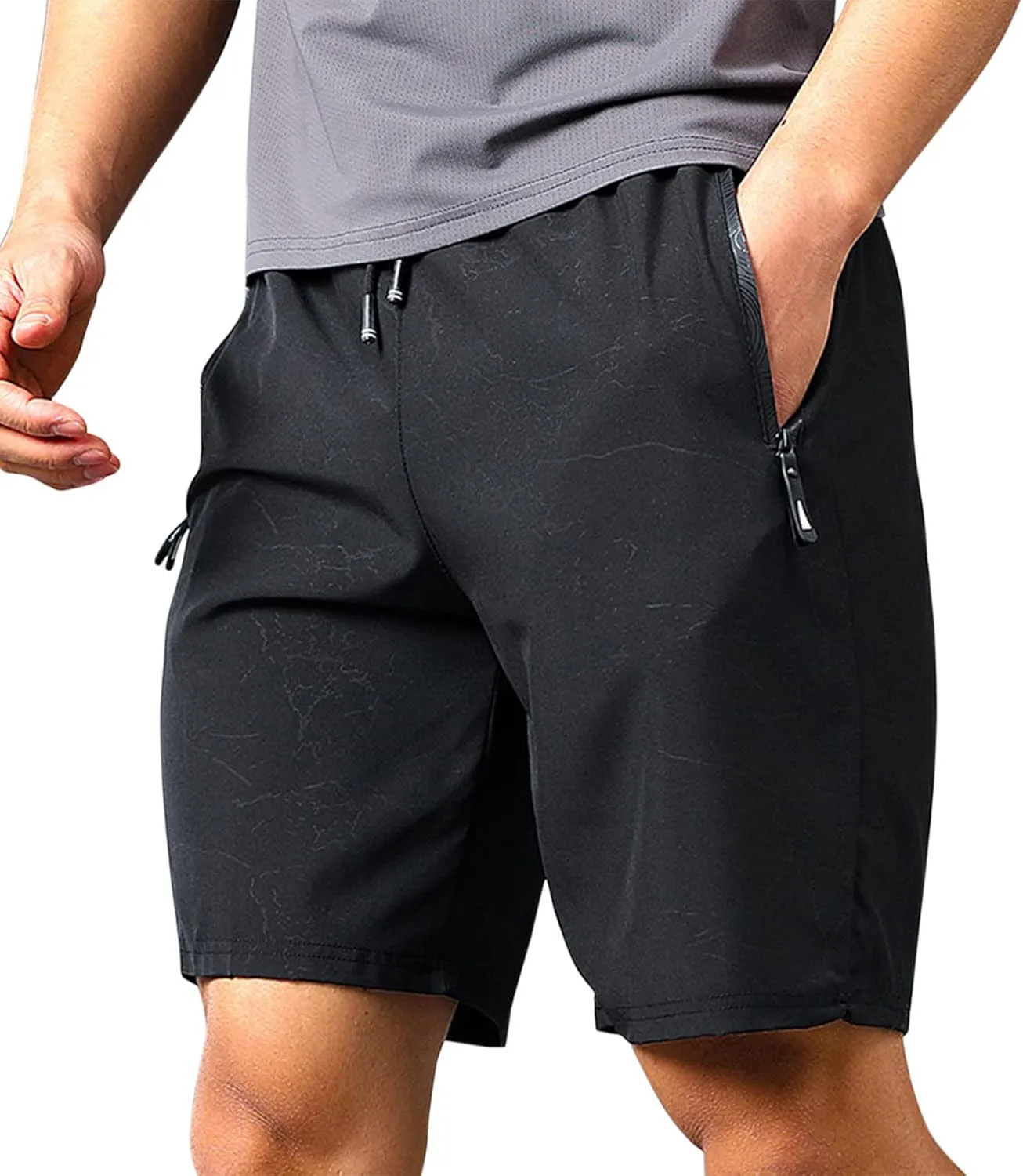 Mens Shorts Cargo Stretch Waist, Men's Workout Shorts with Pockets Elastic Waist Casual Pajama Pocket Jogger Pants