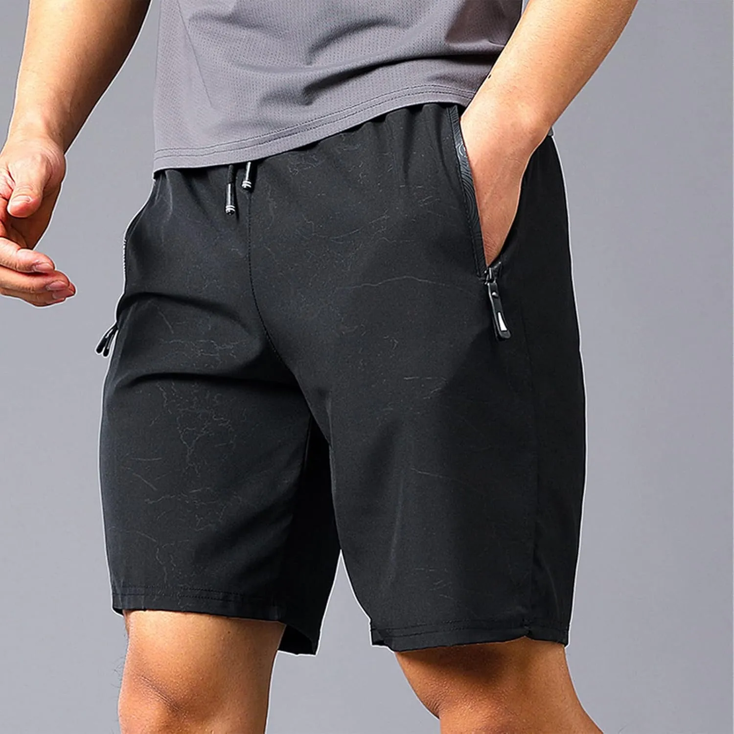 Mens Shorts Cargo Stretch Waist, Men's Workout Shorts with Pockets Elastic Waist Casual Pajama Pocket Jogger Pants