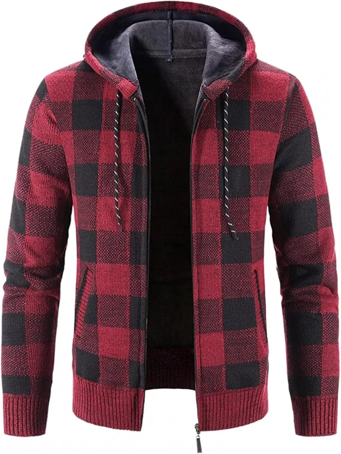 Mens Stand Collar Full Zip Cardigan Sweater Lightweight Slim Warm Open Front Vintage Geometric Sweaters