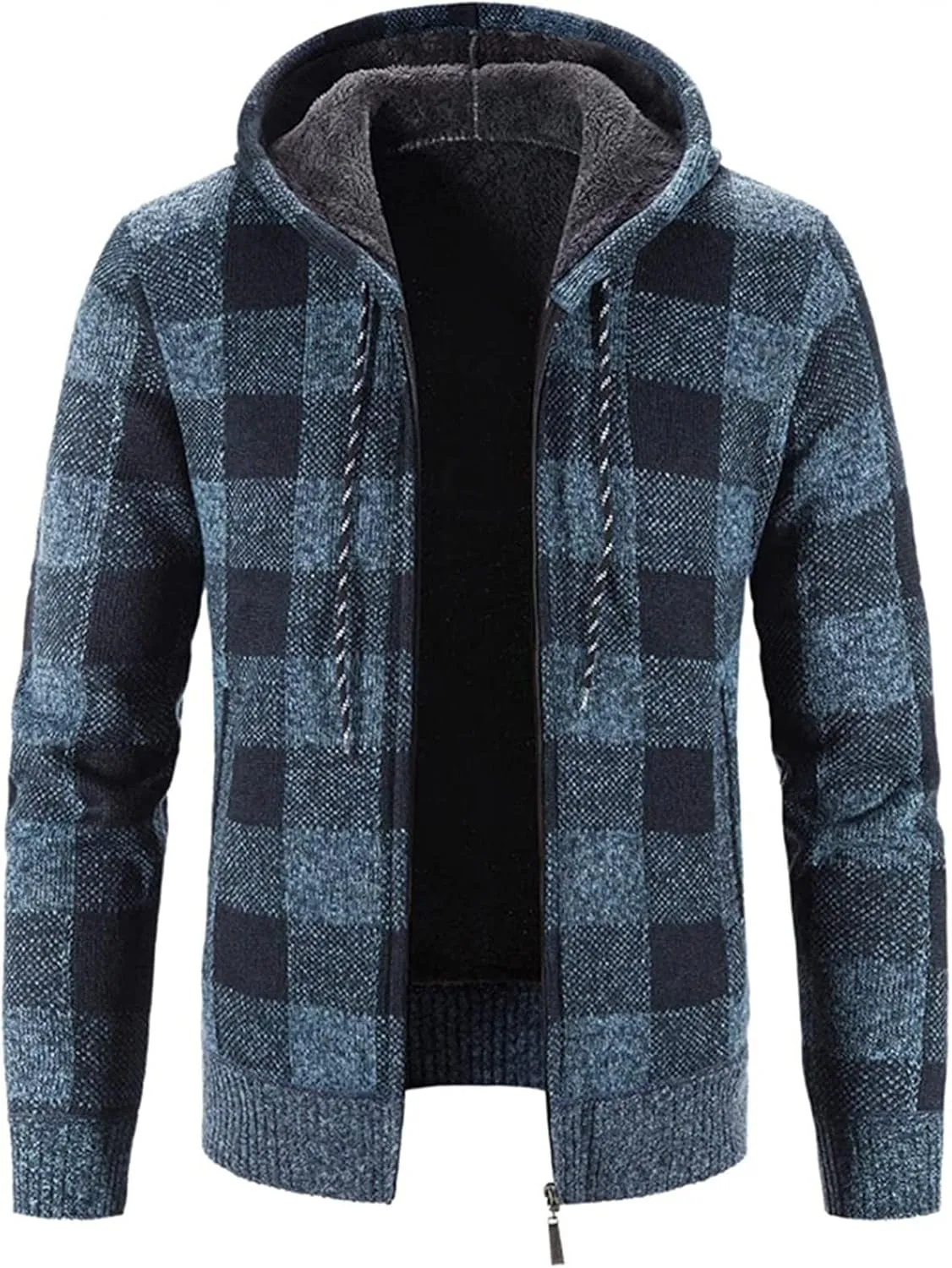 Mens Stand Collar Full Zip Cardigan Sweater Lightweight Slim Warm Open Front Vintage Geometric Sweaters