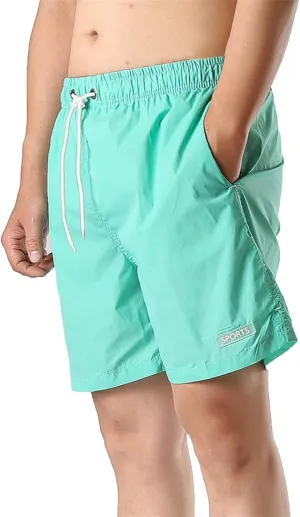 Men's Summer Casual Shorts Lounge Solid Color Work Shorts Drawstring Elastic Loose Fit Lightweight Beach Shorts