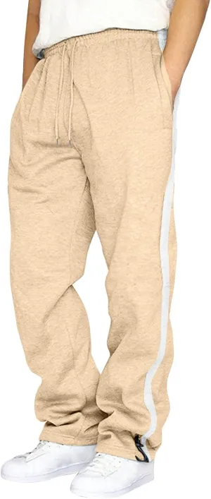 Men's Sweatpants Joggers Pants Wide Leg Loose Sport Work Straight Trouser Splicing Printed with Pockets Sweat Pant