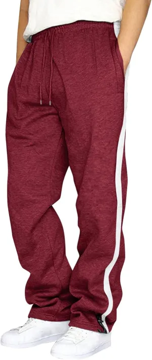 Men's Sweatpants Joggers Pants Wide Leg Loose Sport Work Straight Trouser Splicing Printed with Pockets Sweat Pant