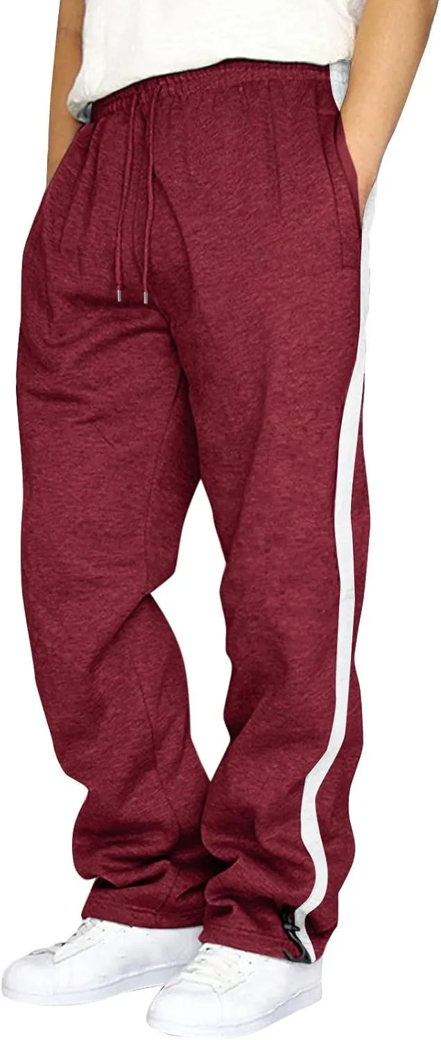 Men's Sweatpants Joggers Pants Wide Leg Loose Sport Work Straight Trouser Splicing Printed with Pockets Sweat Pant