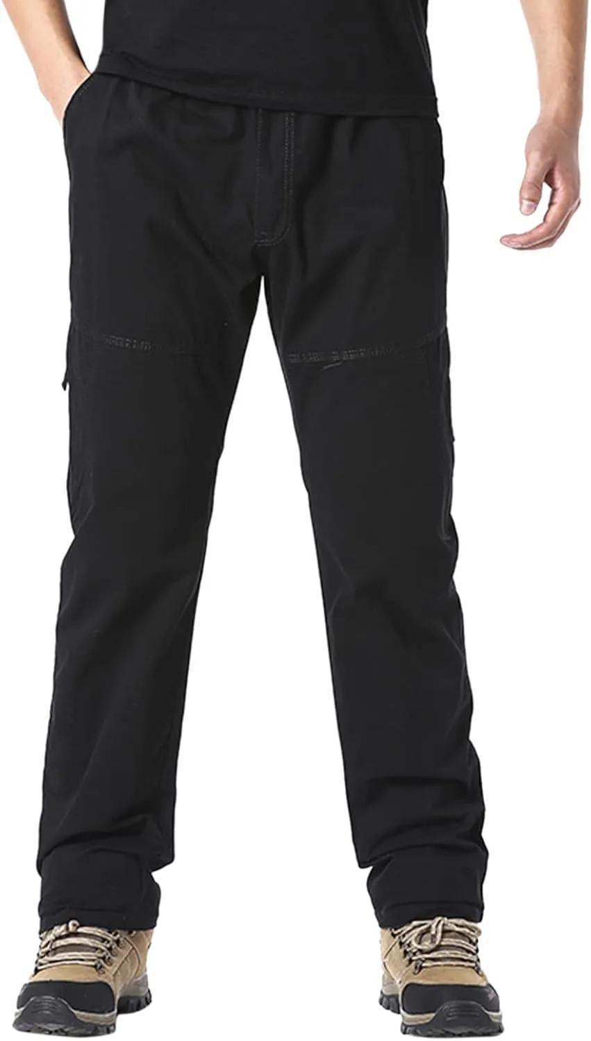 Mens Sweatpants with Pockets Big and Tall Cargo Pocket Fleece Jogger Pants Men's Heavyweight Fleece Cargo Pants Cargo