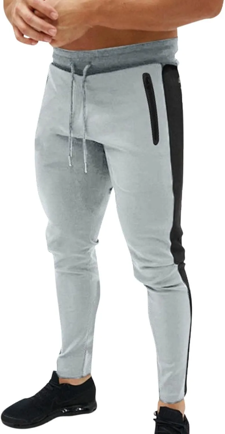 Mens Sweatpants with Pockets Big and Tall Pant Slim fit Basic Trouser with Pocket Men's Personality Casual Drawstring