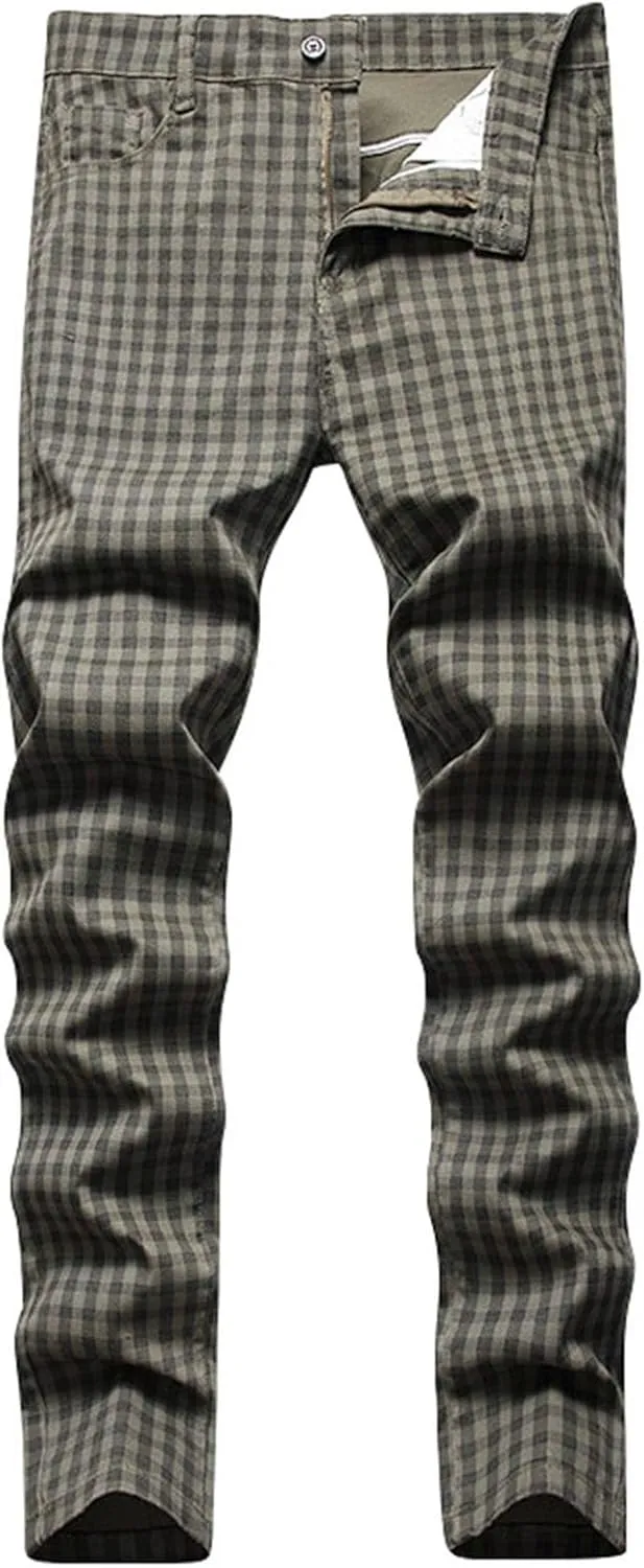 Men's Trousers Slim Casual Fit Ripped Straight Leg Plus Size Fashion Pants Middle Waist Denim Long Pants Mens Jeans