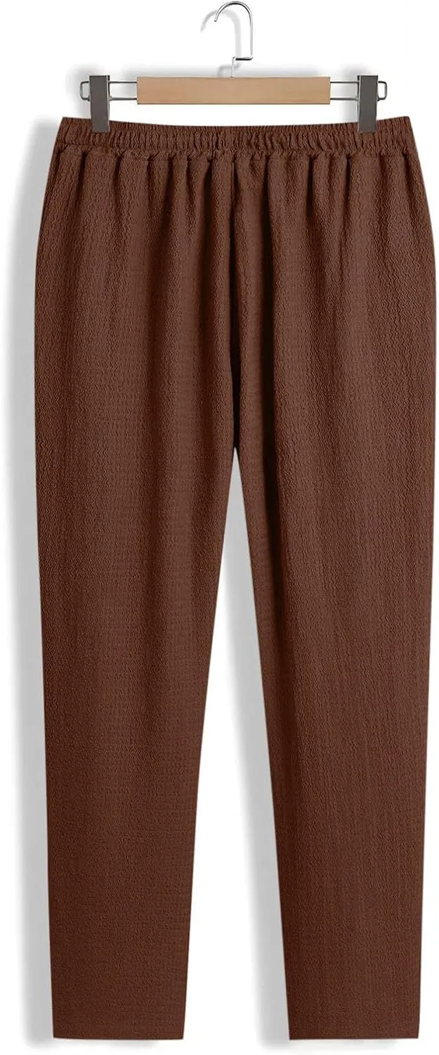 Men's Wide Leg Pants Lace up Elastic Waist Loose Comfy Sweatpant Plus Size Fashion Baggy Dressy Casual Trouser