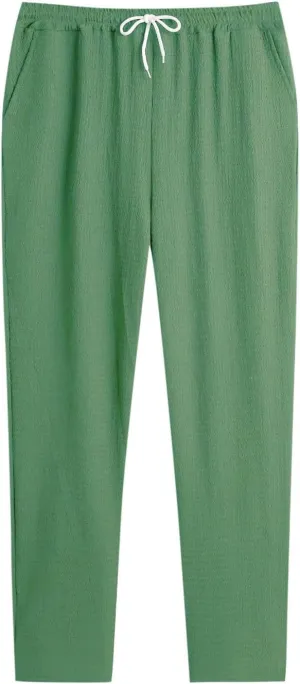 Men's Wide Leg Pants Lace up Elastic Waist Loose Comfy Sweatpant Plus Size Fashion Baggy Dressy Casual Trouser