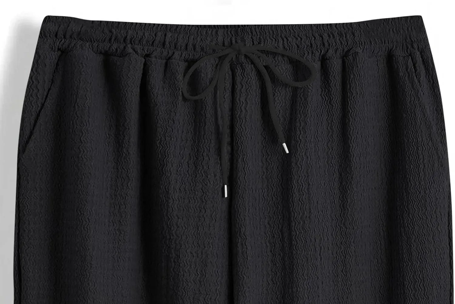Men's Wide Leg Pants Lace up Elastic Waist Loose Comfy Sweatpant Plus Size Fashion Baggy Dressy Casual Trouser