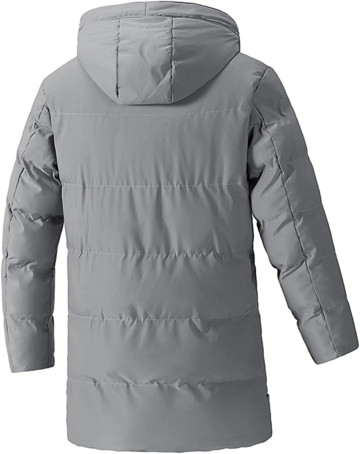 Mens Winter 2024 Tops Solid Mid-Length Jacket Classic Button Pocket Blouses Fashion Long Sleeve Hooded Jackets Coats