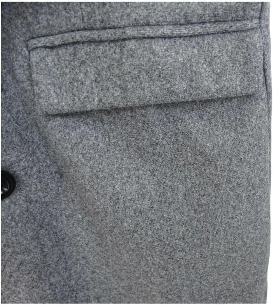 Men's Wool Blend Jackets Lapel Single-Breasted Casual Overcoat Thickness Warm Winter Trench Coat
