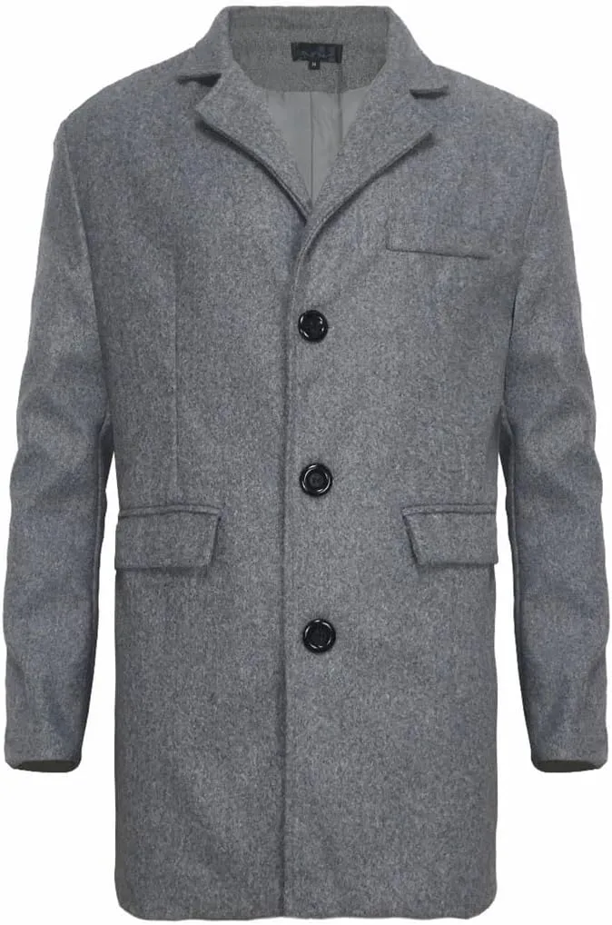 Men's Wool Blend Jackets Lapel Single-Breasted Casual Overcoat Thickness Warm Winter Trench Coat
